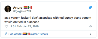 Illustration for article titled So, the people who want to fuck Venom are fighting with the people who want to fuck Ted Bundy